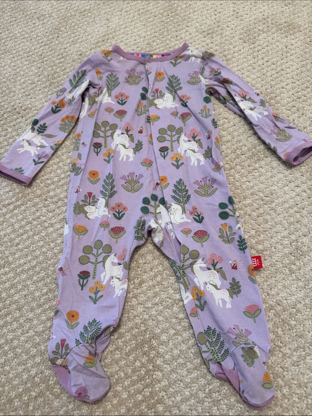 Magnetic Me Lavender Unicorn & Floral Footed One-Piece